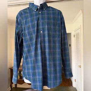 crown & ivy Blue and Green Plaid Button-Down Shirt